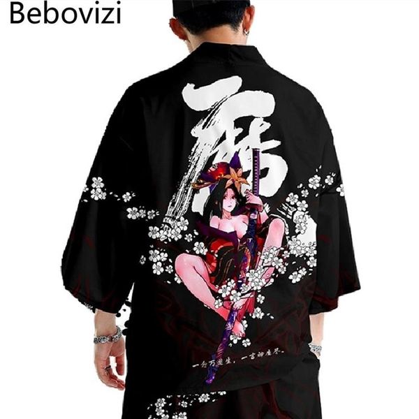 Abbigliamento etnico Moda Kimono giapponese Suit Samurai Harajuku Cardigan Donna Uomo Cosplay Yukata Top Pantaloni Set Plus Size 5XL 6XL L320d