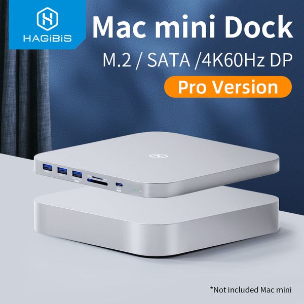 Plugue do cabo de alimentação Hagibis USB C Hub para Mac mini M1 M2 com HDD Enclosure 2 5 SATA NVME M 2 SSD Case to Gen 2 DP SD TF docking station 230712