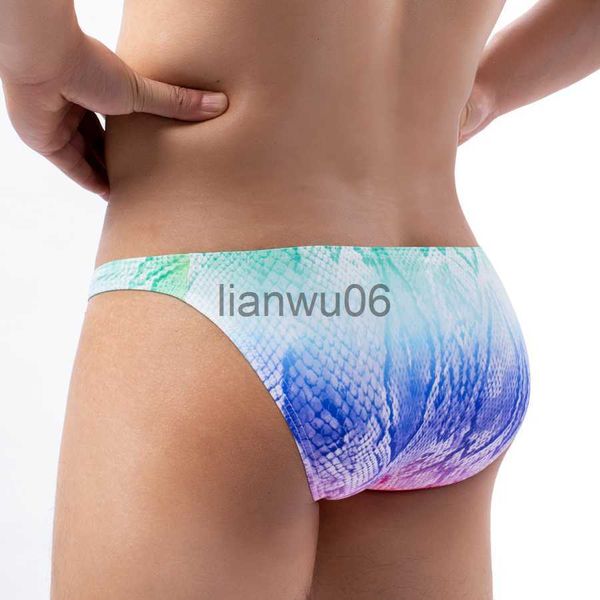 Mutande Biancheria intima da uomo sexy Slip Traspirante Stampa moda Bikini Vita bassa Stretch Mutande comode K04 J230713