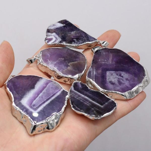 Anhänger Halsketten Yachu Natürlicher Halbedelstein Amethyst versilbert für Frauen, die DIY Halskette Armband Hohe Schmuckgeschenke herstellen