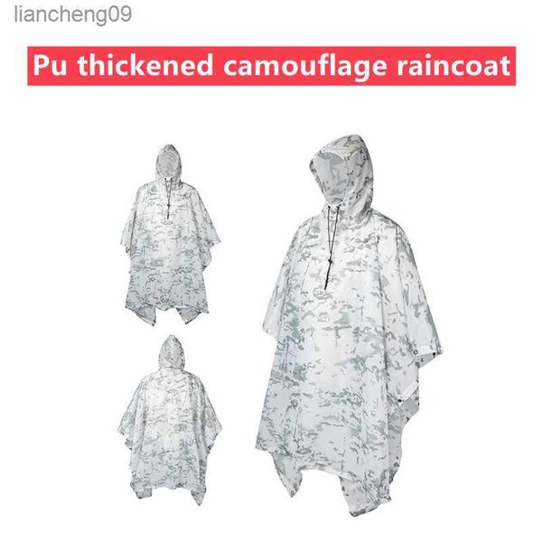 3 in 1 Wandern Reißverschluss Poncho Regenmantel Rucksack wasserdichte Plane mit Kapuze Jagd Poncho Outdoor Camping Zelt Matte Markise Shelter L230620