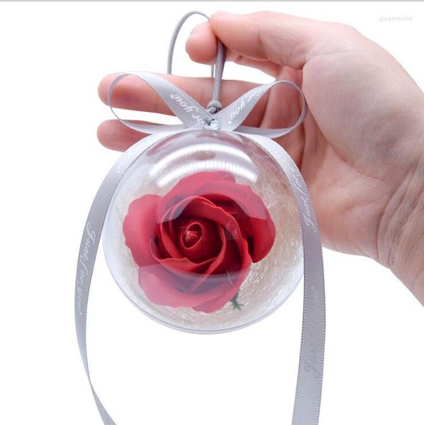 Chaveiros Moda Chaveiro Rosa Bolsa Feminina Pingente Jóias Exclusivo Transparente Flor Bola Chaveiro Carro Eterno
