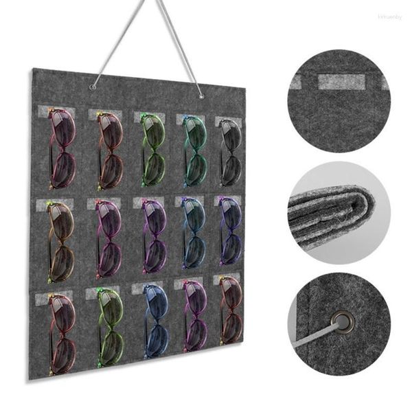 Schmuckbeutel 25 Slots Filz Brillenständer Halter für Sonnenbrillen Brillenaufbewahrung Display Hängetasche Wandtasche Organizer Box