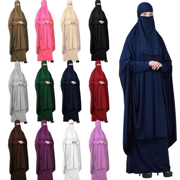 Vestuário de Oração Muçulmano Islâmico 3 Peças Feminino Hijab Abaya Niqab Burqa Jilbab Véu Cobertura Completa Vestido Sobrecarga Robe Kaftan Khimar260t