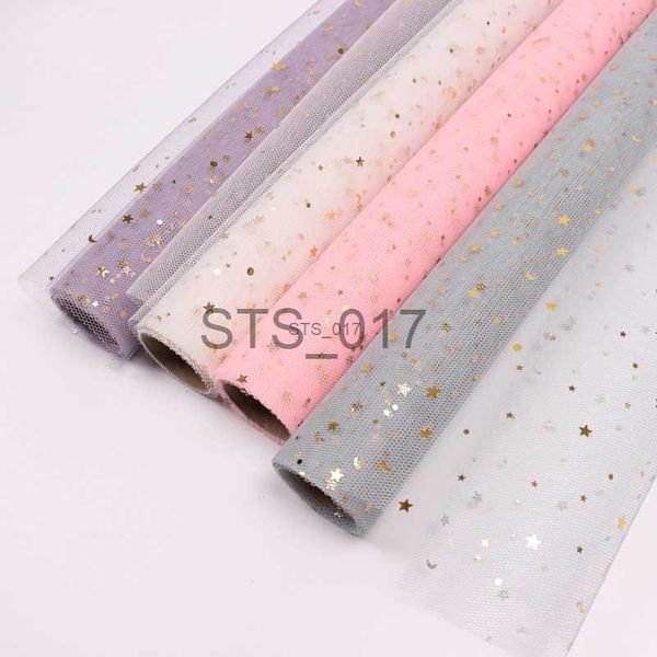 Embalagem de presente 5 jardas cor estrela lua fio renda flor papel de embrulho material para álbum de recortes buquê florista suprimentos para artesanato diy decoração de casamento x0712