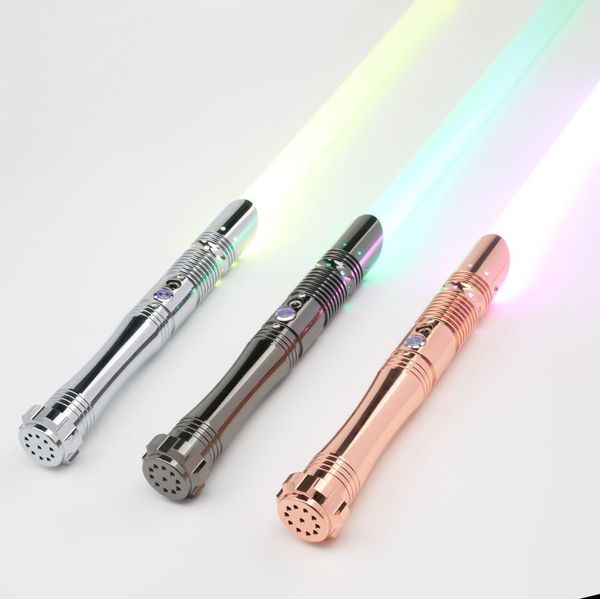 LED Light Sticks Heavy Duel Smooth Swing RGB Lightsaber Flash on Clash 1inch Blade 12 Color 10 SetS Sound Volume Adjustment Laser Sword 230712