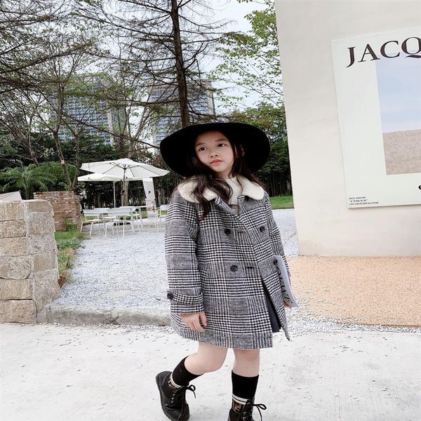 Autunno Inverno Bambini Ragazze Addensare Cappotto Neonate Caldo Soprabito Bottone Capispalla Abbigliamento Bambini Giacca lunga173M