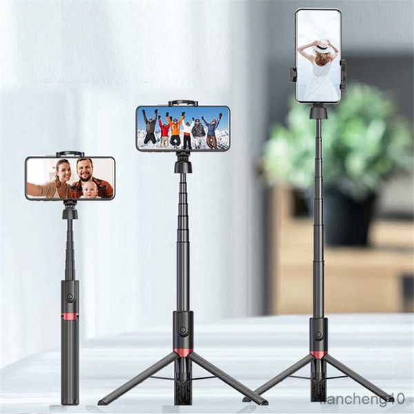 Selfie Monopods Selfie Stick Treppiede telescopico pieghevole compatibile con Bluetooth Lega di alluminio Selfie Remote Mini Phone Holder Selfie Stick Treppiede R230713