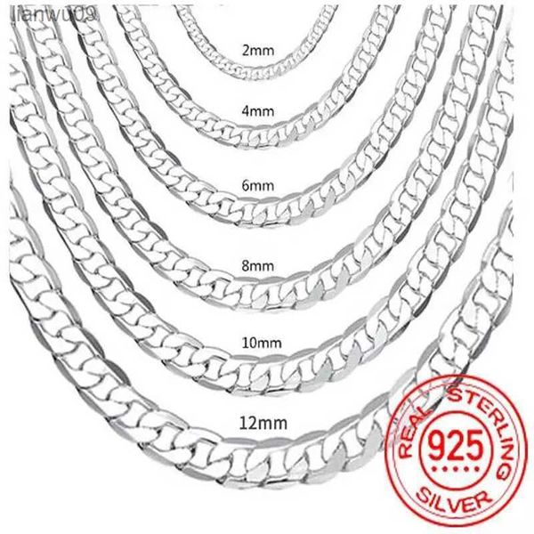 Herren-Halsketten aus 925er-Sterlingsilber, italienische kubanische Panzerkette, für Männer und Frauen, massives Silber, Figaro-Kette, Layering-Halskette L230704