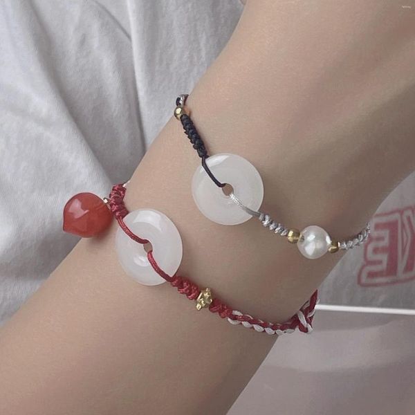 Braccialetti con ciondoli Bracciale con cordino intrecciato con fibbia sicura fatta a mano per donna Uomo ti porta fortunato regalo di gioielli alla moda di dimensioni regolabili e pacifiche