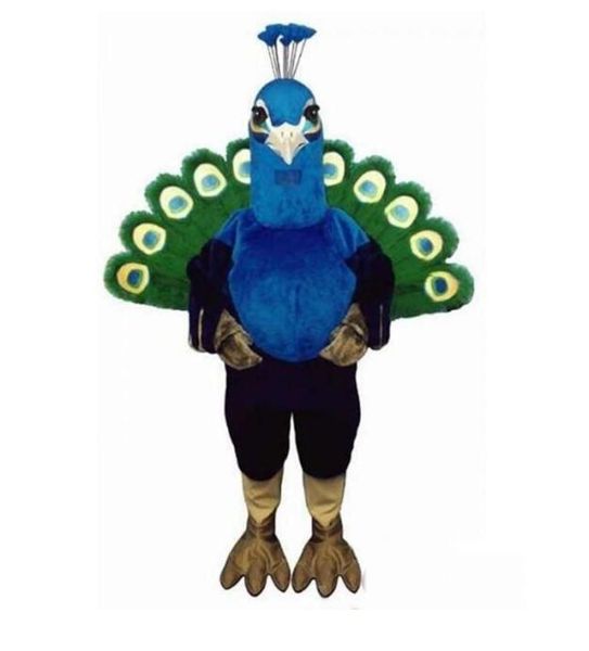 2023 Costume da mascotte pavone blu Performance Costume da festa di compleanno di Halloween Parata pubblicitaria Abito da esterno per uso adulto