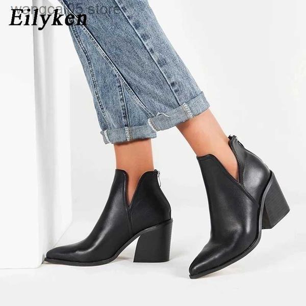 Boots Eilyken осень зимний повседневные западные ковбойские сапоги Women Snake Cowgirl Boonties Short Cossacks Botas High Heels обувь T230713