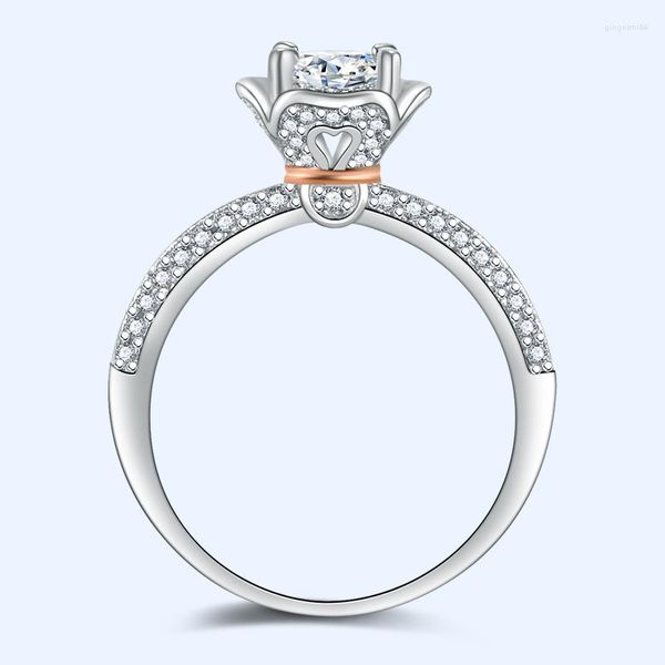 Кластерные кольца белое золото, покрытое кольцом, кольцо 2CTW F