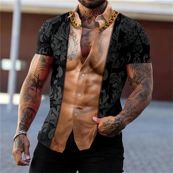 Camisas casuais masculinas Camisa vintage de verão Estampa de flores Impressão 3d Diariamente ao ar livre Estilo de rua Designer Roupas sênior de manga curta