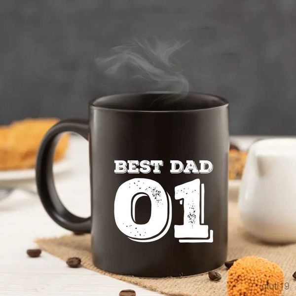 Tazze NO1 DAD Mug 11oz Black Ceramic Home Tea Cup padre regalo di compleanno Mug papa office coffee mug R230713