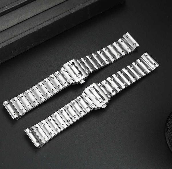 Ремень для часов с нержавеющей стали, подходящий для Santos 100 Sandus Precision Steel Watch Band с мужской металлической цепью 23 мм