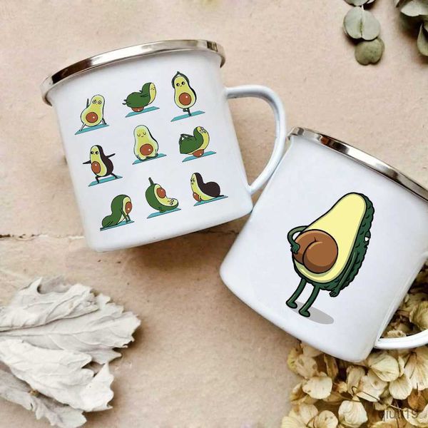 Tazze Cartone animato Avocado Stampa Tazze da caffè smaltate Creativo Semplice festa Vino Birra Bevanda Succo Tazze Cola Con manico Tazza da latte Migliori regali R230713