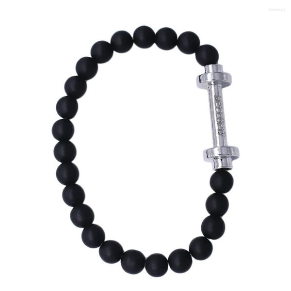 Strand Fashion Personalizado Design Personalizado Barbell Hello Fit Frisado Fosco Pulseiras Corda Elástica Para Homens Ou Mulheres