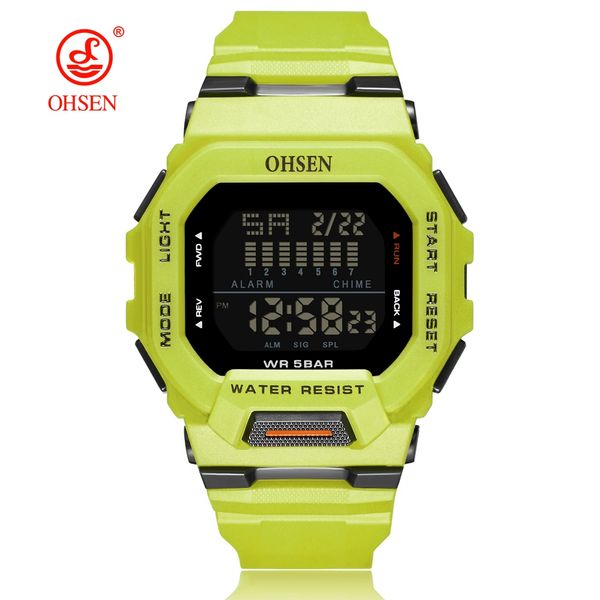 Mode OHSEN Hombre Männlich Digital Uhren 5ATM Dive Mann Herren Sport Grüne Armbanduhren Hand uhren Mann Uhr Reloj Masculino