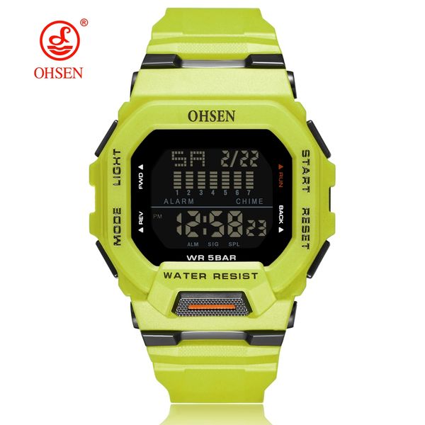 Moda OHSEN Hombre Masculino Relógios Digitais 5ATM Dive Man Masculino Esportes Relógios de Pulso Verde Relógios de Mão Relógio de Homem Reloj Masculino