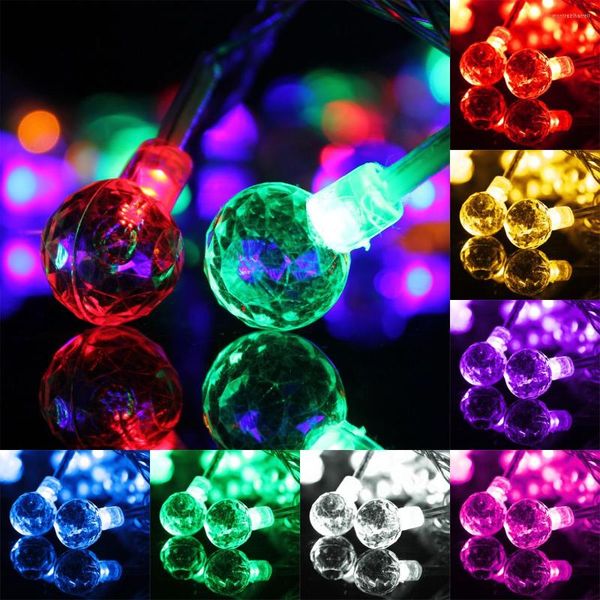 Cordas 10M 100LED Bola de Cristal Corda de Luz À Prova D' Água Ao Ar Livre Globo Fada Lâmpada Jardim Festa Casamento Decoração de Natal Iluminação Doméstica