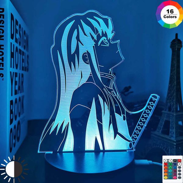 Action Toy Figures Kimetsu no Yaiba Muichiro Tokito Led Night Light for Bedroom Decor Gift Nightlight Anime 3d Lamp Muichiro Tokito Demon Slayer 230713