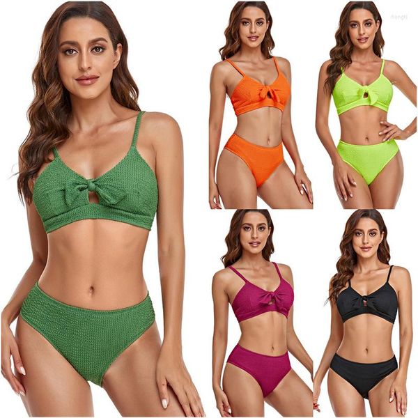 Costumi da bagno da donna Costume da bagno bikini vuoto Donna Taglie forti Bikini senza schienale a vita alta Costume da bagno Abbigliamento da spiaggia Due pezzi Biquinis