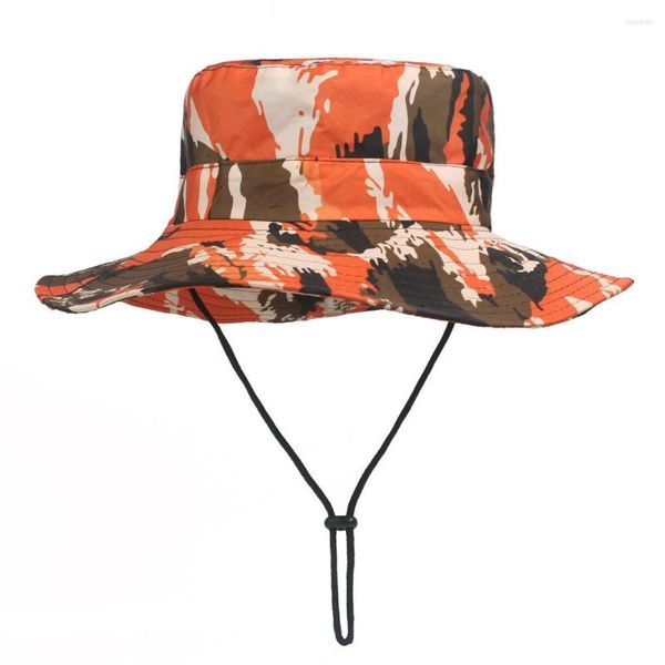 Outfly Camouflage Cowboyhut Outdoor Boonie UV-Schutz Herren Taktische Panama Jagd Wandereimer Hüte mit breiter Krempe