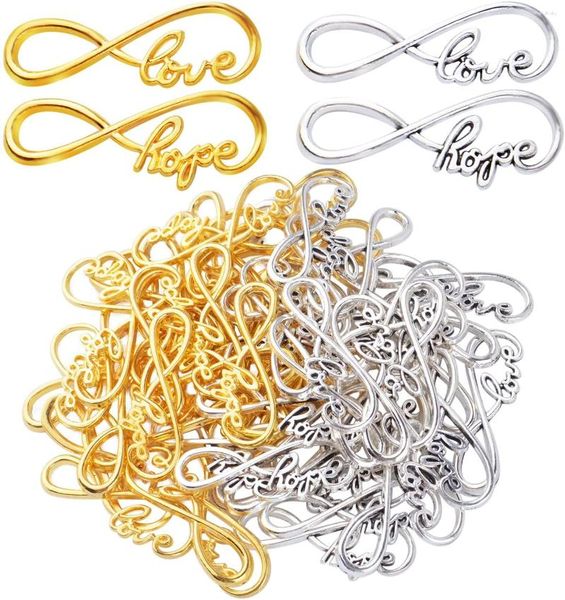 Anhänger Halsketten 60 Stück 2 Stile Infinity Connector Charms Legierung Hoffnung Liebe Symbol Anhänger für DIY Handwerk Armband Schmuckherstellung