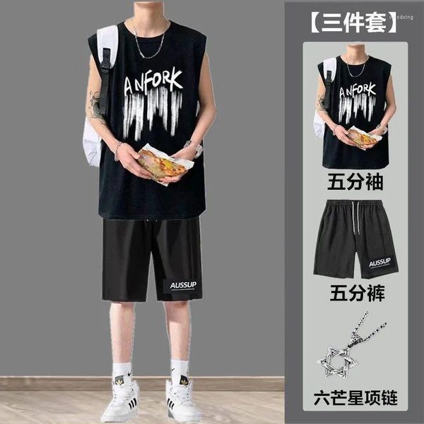 Herren-Trainingsanzüge, Übergröße, Jungen-Trainingsanzug, Sommer-Tank-Shorts, Sportanzug, Jugend, ärmelloses T-Shirt, Basketball, zwei Sätze, Herren-Modekleidung