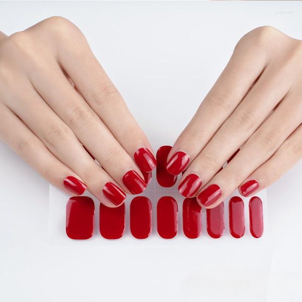 Adesivos para unhas Gel semicurado de cor sólida Envolve a ponta dos dedos Artista de beleza completa para unhas Suprimentos de manicure de arte adesiva