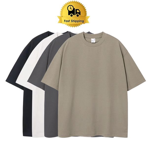 T-shirt da uomo Primavera Estate Manica corta T-shirt in puro cotone aria pesante T-shirt tinta unita allentata oversize Moda Tempo libero Uomo Donna Top Abbigliamento Tshirt