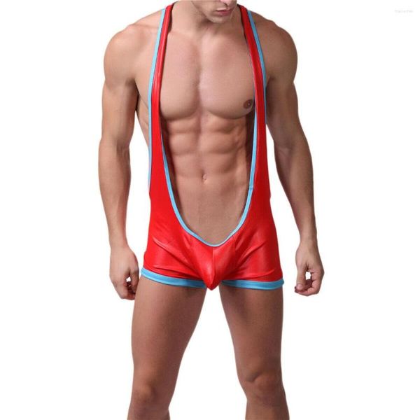 UNDUPTS MENS TUMGUSU PU DERİ SEYGERLER SEXY GÜŞLÜYOR Singlet Singlet İç Çamaşırı Tank Üstleri Esneme Taytlar Küçük Bodysuits Fanil