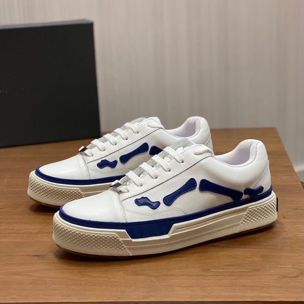 Tasarımcı Skel Top Low Erkek Kadın Ayakkabı Kemikleri Merhaba Deri Spor Ayakkabı Lüks İskelet Mavi Kırmızı Siyah Yeşil Gri Pembe Çift Günlük Mens Retro Sneaker Ayakkabı Kutusu