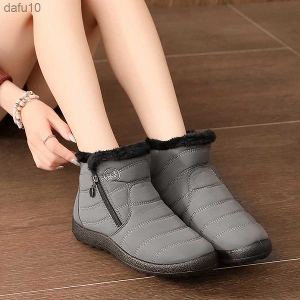 Halten Sie warme Schneestiefel Damen Winter Ankle Bootie Anti-Rutsch-Pelz gefütterte Knöchel-Kurzstiefel Wasserdichte Slip-on-Outdoor-Schuhe L230704