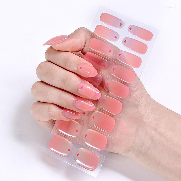 Adesivi per unghie Love Heart Set di gel semi polimerizzato per lampada UV Unghie 3D autoadesive Smalto avvolge Decalcomanie estive Decorazione per manicure