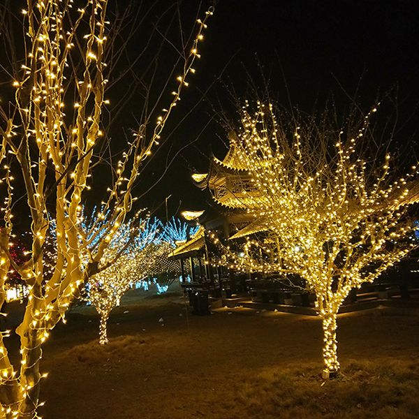 10 м светодиодные светильники рождественские светильники внутренние открытые деревья украшения 100 светодиодов водонепроницаемые праздничные гирлянды Fairy Lights