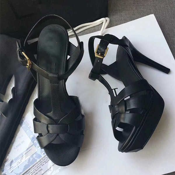 Tasarımcı Sandalet Küçük Koku Saf Gold Lüks Tasarımcı Sandalet Platformu T-Strap High Topuklu Sandal Lady Ayakkabıları Parti Ayakkabıları 10 cm Box US4-11 NO23 AISSHOES