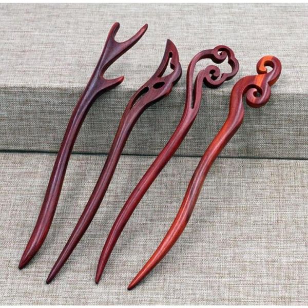 Favore di partito 100 pezzi bastoncini di legno intagliati per forchetta per capelli in legno di sandalo rosso naturale bastoncini per regalo da donna
