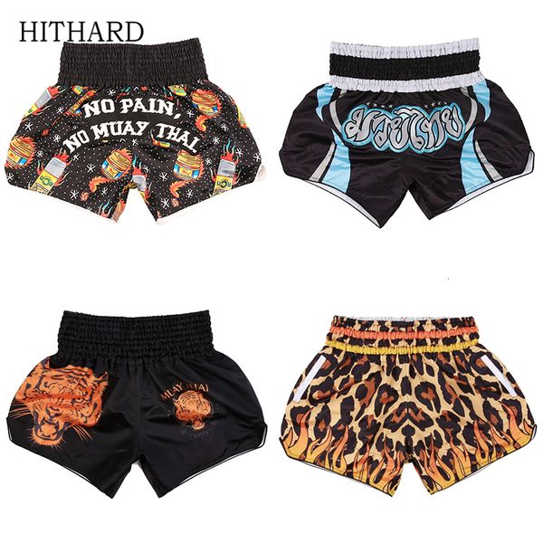 Shorts Masculino Short Muay Thai Tiger Fight Kickboxing Shorts Masculino Feminino Infantil Calças de Treinamento de Boxe com Bolsos Artes Marciais MMA Gear 230712