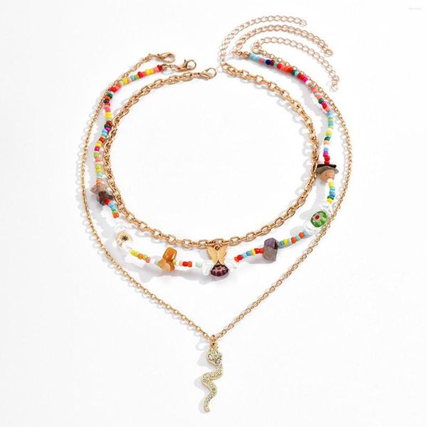 Anhänger Halsketten 3x Gemischte Perlenkette Einfache Kreativität für den Alltag Party Sommer Strand Geburtstagsgeschenk Schwestern Freundin
