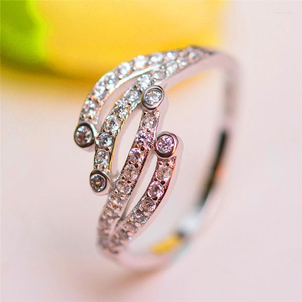 Cluster Rings Cute Feminino Crystal Small Stone Ring Real 925 Sterling Silver Engagement Boho Vintage Wedding For Women