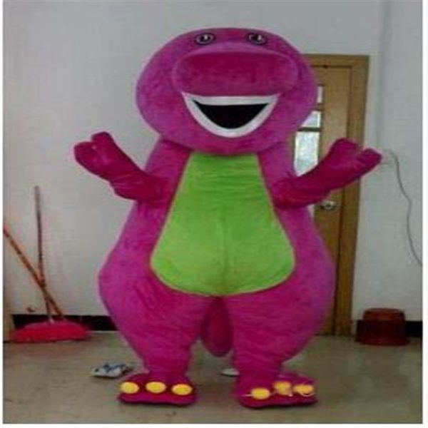 Fabbrica diretta Barney Dinosaur Mascot Costume Personaggio del film Barney Dinosaur Costumes Fancy Dress Abbigliamento per adulti S210d