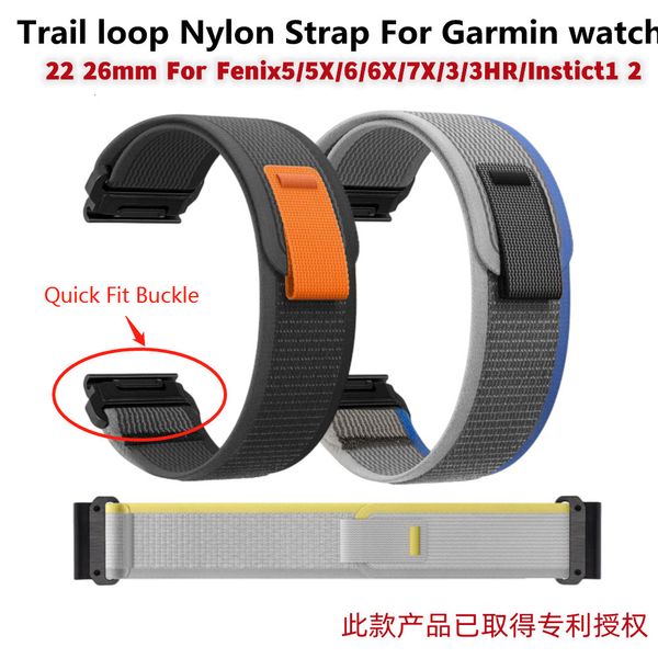 Uhrenbänder 22 26mm Trail Loop Nylonband für Garmin Fenix5 6 7 Instinct1 2 Quick Fit Armband Fenix5X 6X 7X Tactix Sport Band Armband 230712