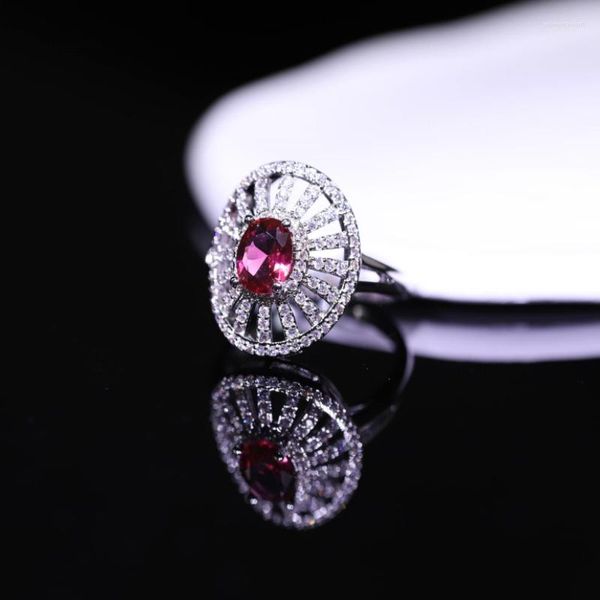 Anéis de casamento feitos à mão moda Silve Color Bling Big Zircon Ring Originales Designer fazendo joias de luxo para presentes femininos