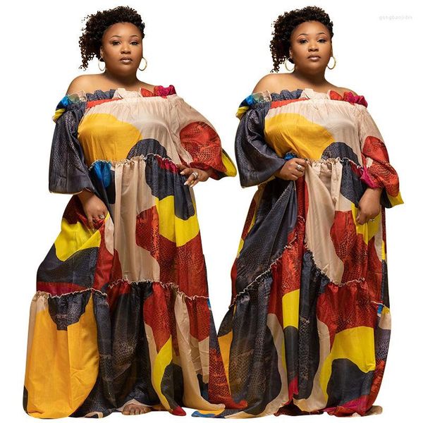 Vestidos casuais de venda 2023 verão retrô impressão de correspondência de cores tamanho grande roupas femininas irmã gorda saia grande balanço cintura alta articulação w