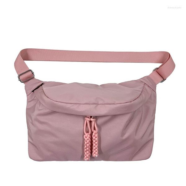 Sacos de noite Lager Capacity Pano Korea Messenger Solid Pink Nylon Shoulder Packages For Women Simple Black Japan Style Crossbody