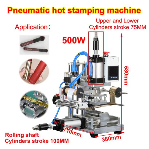 Máquina de estampagem quente de estampagem a quente de brotografia cilíndrica pneumática para lipstick TUBE PENE