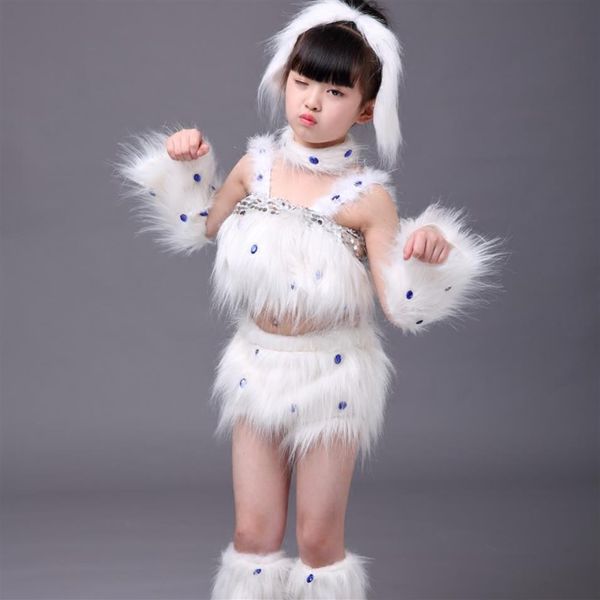 Симпатичные костюмы танцев с белыми собаками для девочек костюмы для танцев животных детские сады детская одежда детская костюми