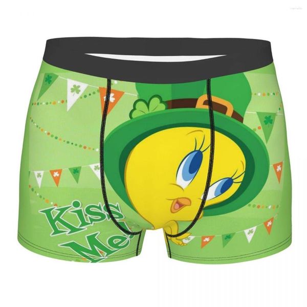 Cueca Homem Fofa Pássaro Amarelo Piu-Piu Cueca Desenho Animado Sexy Cueca Boxer Shorts Calcinha Masculino Macio S-XXL